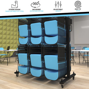 English Elm Hawkins Heavy Duty Mobile Cart for Folding Chairs & Tables - 84 Chair Capacity, Locking Wheels & Cover QIN-SHD245425-GG