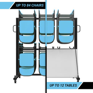 English Elm Hawkins Heavy Duty Mobile Cart for Folding Chairs & Tables - 84 Chair Capacity, Locking Wheels & Cover QIN-SHD245425-GG