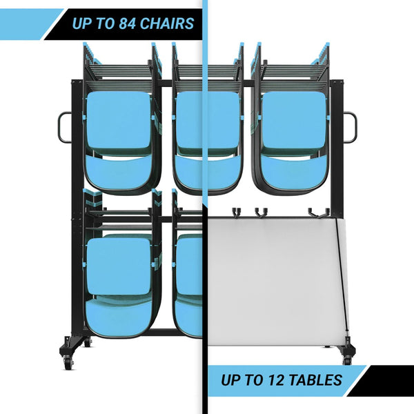 English Elm Hawkins Heavy Duty Mobile Cart for Folding Chairs & Tables - 84 Chair Capacity, Locking Wheels & Cover QIN-SHD245425-GG