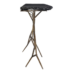 Moe's Home Nate Slate Console Table - Bold Live Edge Design With Iron Base And Unique Natural Stone Finish Grey Slate Stone,Iron Base Qj-1010-25-0