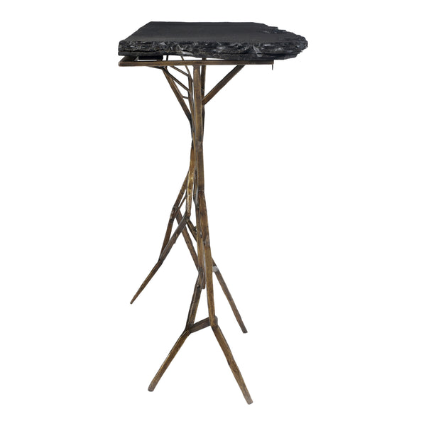 Moe's Home Nate Slate Console Table - Bold Live Edge Design With Iron Base And Unique Natural Stone Finish Grey Slate Stone,Iron Base Qj-1010-25-0