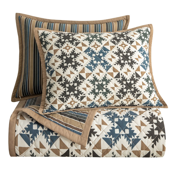 Hiend Accents Mosaic Reversible Quilt Set - Cozy Double-sided Bedding With Unique Patchwork Design And Comfort Multi Color Face And Back, 100% Polyester,Fill, 100% Polyester Ql2203-tw-na