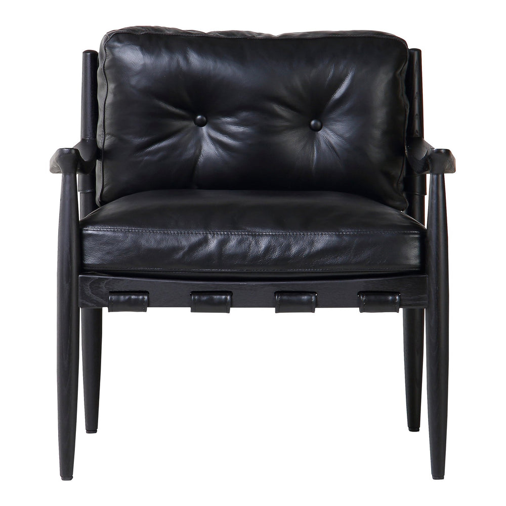 Moe's Home Turner Chair: Luxurious Top-grain Leather Accent Chair With Solid Ash Frame For Modern Comfort Black Ash Wood Frame,Top,Grain Buffalo Leather Qn-1027-02