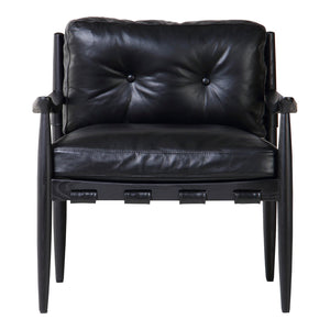 Moe's Home Turner Chair: Luxurious Top-grain Leather Accent Chair With Solid Ash Frame For Modern Comfort Black Ash Wood Frame,Top,Grain Buffalo Leather Qn-1027-02