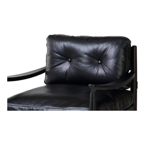 Moe's Home Turner Chair: Luxurious Top-grain Leather Accent Chair With Solid Ash Frame For Modern Comfort Black Ash Wood Frame,Top,Grain Buffalo Leather Qn-1027-02