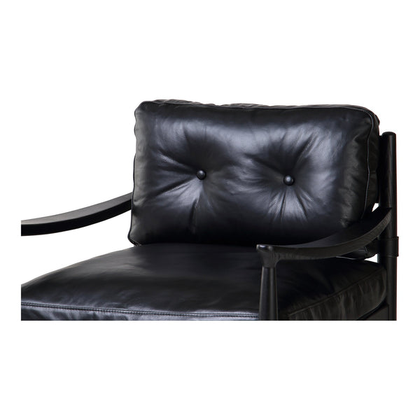 Moe's Home Turner Chair: Luxurious Top-grain Leather Accent Chair With Solid Ash Frame For Modern Comfort Black Ash Wood Frame,Top,Grain Buffalo Leather Qn-1027-02
