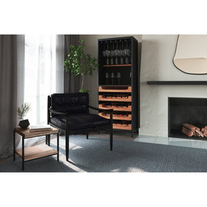 Moe's Home Turner Chair: Luxurious Top-grain Leather Accent Chair With Solid Ash Frame For Modern Comfort Black Ash Wood Frame,Top,Grain Buffalo Leather Qn-1027-02