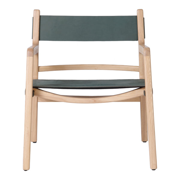 Moe's Home Kolding Chair - Elegant Mid-century Design With Soft Leather Sling Seat And Solid Ash Wood Frame Green Ash Wood Frame,Top,Grain Buffalo Leather Qn-1028-27