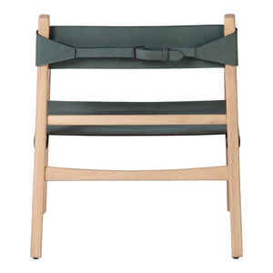 Moe's Home Kolding Chair - Elegant Mid-century Design With Soft Leather Sling Seat And Solid Ash Wood Frame Green Ash Wood Frame,Top,Grain Buffalo Leather Qn-1028-27
