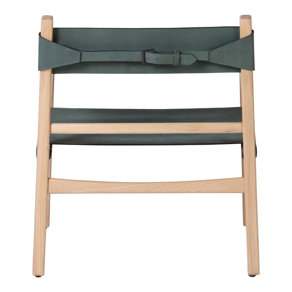 Moe's Home Kolding Chair - Elegant Mid-century Design With Soft Leather Sling Seat And Solid Ash Wood Frame Green Ash Wood Frame,Top,Grain Buffalo Leather Qn-1028-27