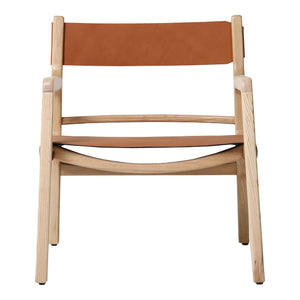 Moe's Home Kolding Chair - Elegant Mid-century Design With Soft Leather Sling Seat And Solid Ash Wood Frame Orange Upholstery, 100% Top,Grain Buffalo Hide,Ash Wood Frame Qn-1028-40