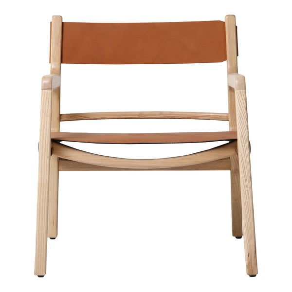 Moe's Home Kolding Chair - Elegant Mid-century Design With Soft Leather Sling Seat And Solid Ash Wood Frame Orange Upholstery, 100% Top,Grain Buffalo Hide,Ash Wood Frame Qn-1028-40