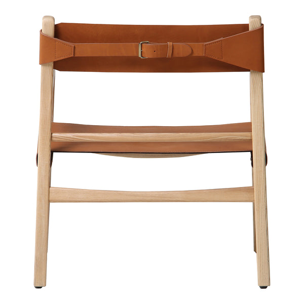 Moe's Home Kolding Chair - Elegant Mid-century Design With Soft Leather Sling Seat And Solid Ash Wood Frame Orange Upholstery, 100% Top,Grain Buffalo Hide,Ash Wood Frame Qn-1028-40