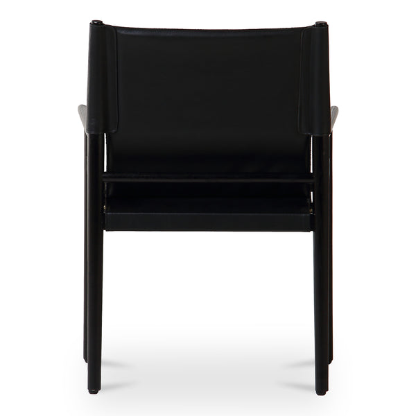 Moe's Home Remy Dining Chair - Luxurious Top-grain Buffalo Leather Sling Chair With Burnished Wood Frame Black Upholstery, Top,Grain Buffalo Leather,Ash Wood Frame Qn-1030-02