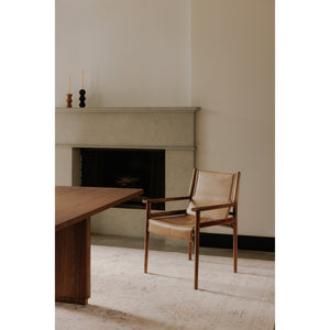 Moe's Home Remy Dining Chair - Luxurious Top-grain Buffalo Leather Sling Chair With Burnished Wood Frame Brown Upholstery, Top,Grain Buffalo Leather,Ash Wood Frame Qn-1030-03