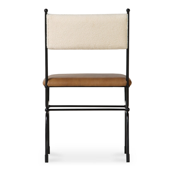 Moe's Home Posta Dining Chair - Vintage Italian Elegance With Hammered Metal Frame And Plush Upholstered Comfort Multicolor Buffalo Leather Back,Upholstery, 100% Polyester Qn-1034-37