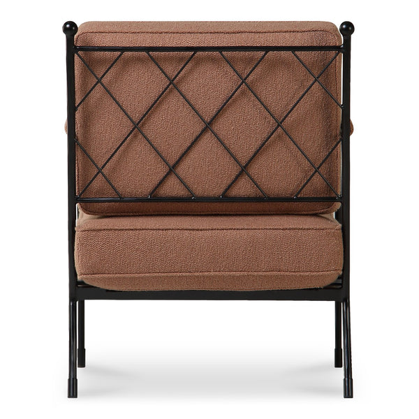 Moe's Home Vecchia Accent Chair - Timeless Italian Elegance With Hammered Metal Frame And Lattice Detail Orange Upholstery, 40% Recycled Polyester,55% Virgin Polyester,5% Acrylic,Hammered Iron Qn-1035-12