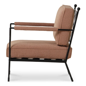 Moe's Home Vecchia Accent Chair - Timeless Italian Elegance With Hammered Metal Frame And Lattice Detail Orange Upholstery, 40% Recycled Polyester,55% Virgin Polyester,5% Acrylic,Hammered Iron Qn-1035-12