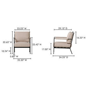 Moe's Home Vecchia Accent Chair - Timeless Italian Elegance With Hammered Metal Frame And Lattice Detail Beige Upholstery, 81% Polyester,14% Acrylic,5% Linen,Hammered Iron Qn-1035-34