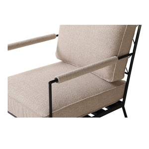 Moe's Home Vecchia Accent Chair - Timeless Italian Elegance With Hammered Metal Frame And Lattice Detail Beige Upholstery, 81% Polyester,14% Acrylic,5% Linen,Hammered Iron Qn-1035-34