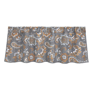 Hiend Accents Abbie Western Paisley Reversible Quilted Valance - Elevate Your Decor With Vibrant Patterns And Style Gray Face, 100% Cotton. Back, 100% Cotton. Filling, 100% Polyester Qn2111vl-os-gy