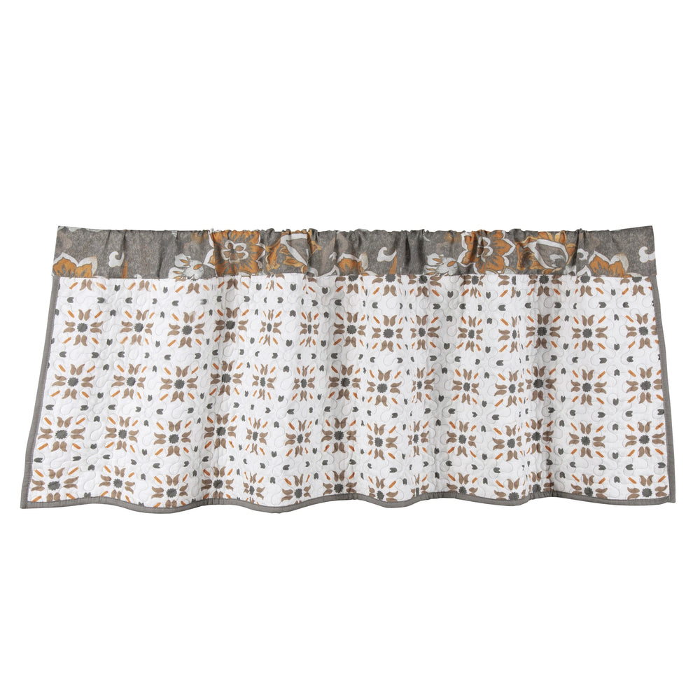 Hiend Accents Abbie Western Paisley Reversible Quilted Valance - Elevate Your Decor With Vibrant Patterns And Style Gray Face, 100% Cotton. Back, 100% Cotton. Filling, 100% Polyester Qn2111vl-os-gy