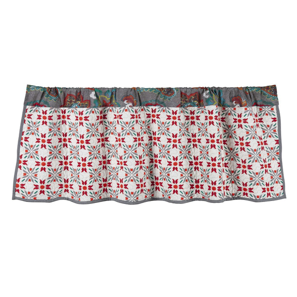 Hiend Accents Abbie Western Paisley Reversible Quilted Valance - Elevate Your Decor With Vibrant Patterns And Style Teal Face, 100% Cotton. Back, 100% Cotton. Filling, 100% Polyester Qn2111vl-os-tl