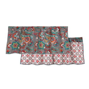 Hiend Accents Abbie Western Paisley Reversible Quilted Valance - Elevate Your Decor With Vibrant Patterns And Style Teal Face, 100% Cotton. Back, 100% Cotton. Filling, 100% Polyester Qn2111vl-os-tl