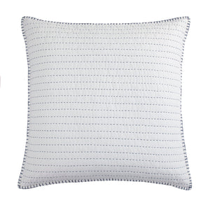 Hiend Accents Indigo Hand-stitched Euro Sham - Elegant Kantha Design For Timeless Bedroom Style And Comfort White Face And Back, 100% Cotton,Fill, 100% Polyester Qn2241es