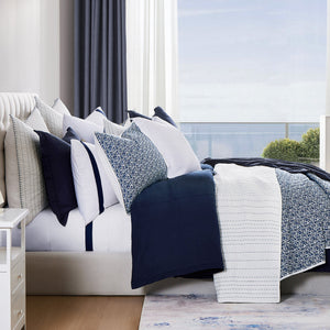 Hiend Accents Staccato Reversible Quilt Set - Transform Your Bedroom With Elegant Watercolor Design And Comfort Blue,White Face And Back, 100% Cotton,Fill, 100% Polyester Qn2249-tw-oc