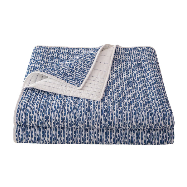 Hiend Accents Staccato Reversible Quilt Set - Transform Your Bedroom With Serene Watercolor Elegance Today! Blue,White Face And Back, 100% Cotton,Fill, 100% Polyester Qn2249-fq-oc