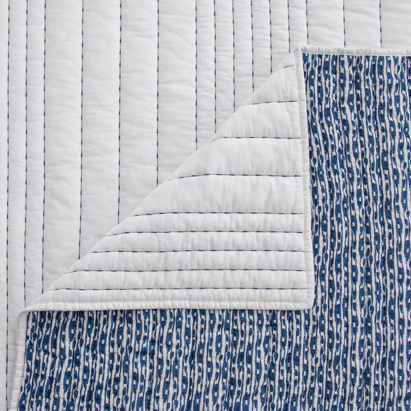 Hiend Accents Staccato Reversible Quilt Set - Transform Your Bedroom With Serene Watercolor Elegance Today! Blue,White Face And Back, 100% Cotton,Fill, 100% Polyester Qn2249-fq-oc