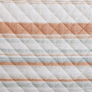 Hiend Accents Mystic Stripe Cotton Gauze Quilt Set - Timeless Elegance Meets Cozy Comfort For All Seasons Coral Face And Back, 100% Cotton,Fill, 100% Polyester Qn2335-tw-co