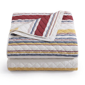 Hiend Accents Mystic Stripe Cotton Gauze Quilt Set - Timeless Elegance Meets Cozy Comfort For All Seasons Merlot Face And Back, 100% Cotton,Fill, 100% Polyester Qn2335-tw-mr