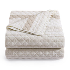 Hiend Accents Mystic Stripe Cotton Gauze Quilt Set - Timeless Elegance Meets Cozy Comfort For All Seasons Taupe Face And Back, 100% Cotton,Fill, 100% Polyester Qn2335-tw-tp