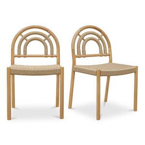 Moe's Home Avery Dining Chair Set Of 2 - Classic Cane-wrapped Design With Solid Oak And Paper Rope Elegance Natural Solid Oak,Paper Rope Qo-1001-24