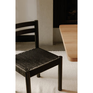 Moe's Home Finn Dining Chair Set Of 2 - Elegant Oak Frame With Woven Seat For Timeless Dining Style Black Solid Oak,Paper Rope Qo-1004-02