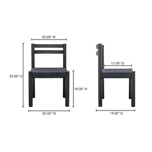 Moe's Home Finn Dining Chair Set Of 2 - Elegant Oak Frame With Woven Seat For Timeless Dining Style Black Solid Oak,Paper Rope Qo-1004-02