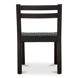Moe's Home Finn Dining Chair Set Of 2 - Elegant Oak Frame With Woven Seat For Timeless Dining Style Black Solid Oak,Paper Rope Qo-1004-02
