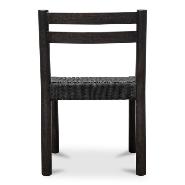Moe's Home Finn Dining Chair Set Of 2 - Elegant Oak Frame With Woven Seat For Timeless Dining Style Black Solid Oak,Paper Rope Qo-1004-02