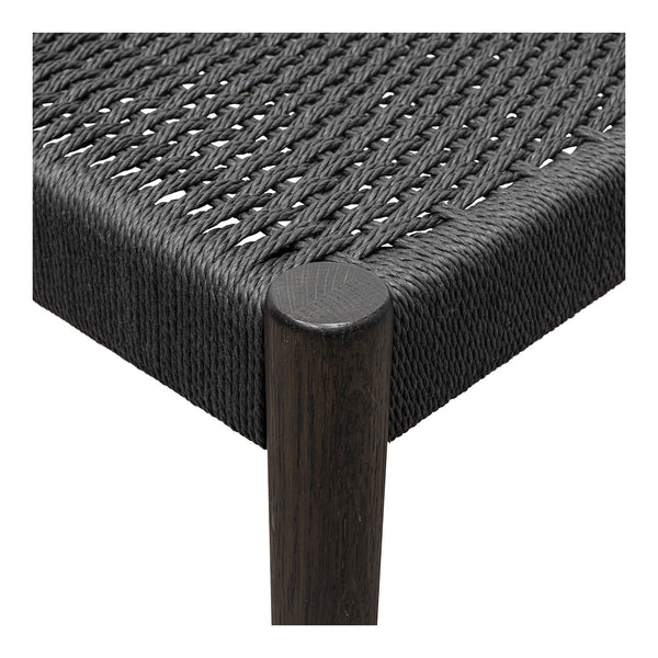 Moe's Home Finn Dining Chair Set Of 2 - Elegant Oak Frame With Woven Seat For Timeless Dining Style Black Solid Oak,Paper Rope Qo-1004-02