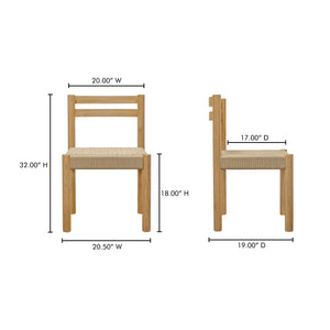 Moe's Home Finn Dining Chair Set Of 2 - Elegant Oak Frame With Woven Seat For Timeless Dining Style Natural Solid Oak,Paper Rope Qo-1004-24