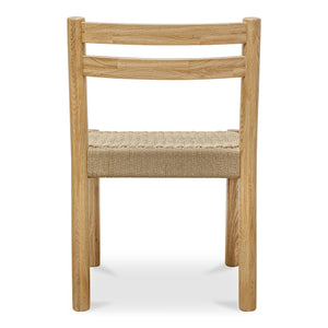Moe's Home Finn Dining Chair Set Of 2 - Elegant Oak Frame With Woven Seat For Timeless Dining Style Natural Solid Oak,Paper Rope Qo-1004-24