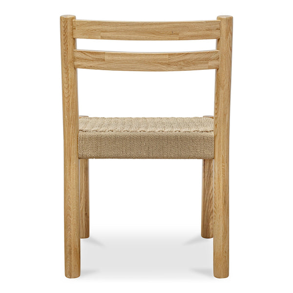 Moe's Home Finn Dining Chair Set Of 2 - Elegant Oak Frame With Woven Seat For Timeless Dining Style Natural Solid Oak,Paper Rope Qo-1004-24
