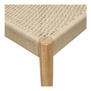 Moe's Home Finn Dining Chair Set Of 2 - Elegant Oak Frame With Woven Seat For Timeless Dining Style Natural Solid Oak,Paper Rope Qo-1004-24