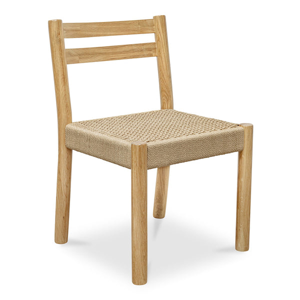 Moe's Home Finn Dining Chair Set Of 2 - Elegant Oak Frame With Woven Seat For Timeless Dining Style Natural Solid Oak,Paper Rope Qo-1004-24