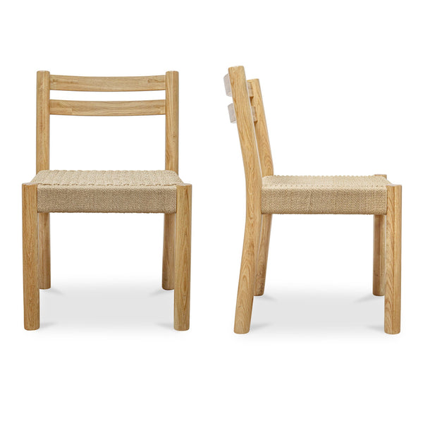 Moe's Home Finn Dining Chair Set Of 2 - Elegant Oak Frame With Woven Seat For Timeless Dining Style Natural Solid Oak,Paper Rope Qo-1004-24