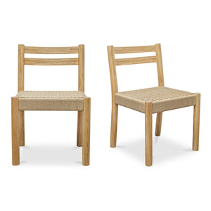 Moe's Home Finn Dining Chair Set Of 2 - Elegant Oak Frame With Woven Seat For Timeless Dining Style Natural Solid Oak,Paper Rope Qo-1004-24