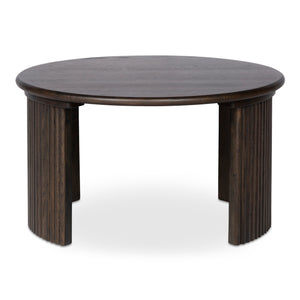 Moe's Home Penny Coffee Table: Elegant Nesting Design With Solid Oak Top And Playful Fluted Bases For Charm Brown Solid Oak Tabletop,Oak Veneer Over Plywood Base Qo-1011-20