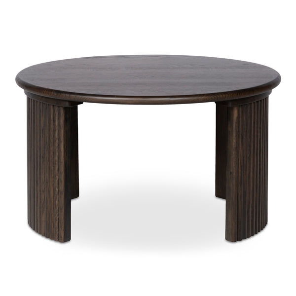 Moe's Home Penny Coffee Table: Elegant Nesting Design With Solid Oak Top And Playful Fluted Bases For Charm Brown Solid Oak Tabletop,Oak Veneer Over Plywood Base Qo-1011-20